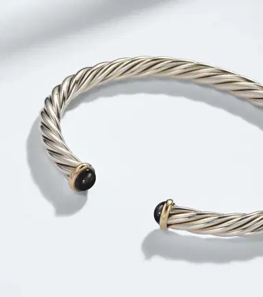 David Yurman Cable 14kt gold and sterling silver cuff bracelet with onyx | Thumbnail 4 David Yurman Cable 14kt gold and sterling silver cuff bracelet with onyx | Thumbnail 4