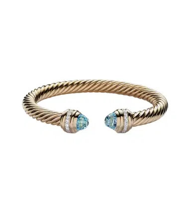 David Yurman Classic Cablespira 18kt gold cuff bracelet with topaz and diamonds | Thumbnail 1 David Yurman Classic Cablespira 18kt gold cuff bracelet with topaz and diamonds | Thumbnail 1