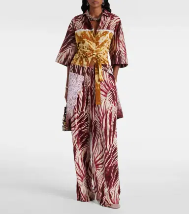 Dries Van Noten Printed crêpe wide-leg pants | Thumbnail 3 Dries Van Noten Printed crêpe wide-leg pants | Thumbnail 3