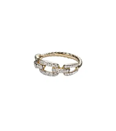 David Yurman Stax Chain Link 18kt gold ring with diamonds | Thumbnail 1 David Yurman Stax Chain Link 18kt gold ring with diamonds | Thumbnail 1