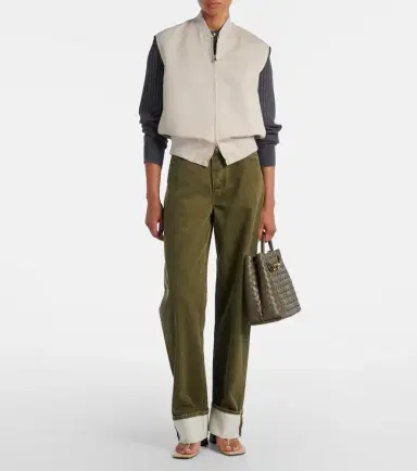 Bottega Veneta Leather-trimmed cotton and silk vest | Thumbnail 3 Bottega Veneta Leather-trimmed cotton and silk vest | Thumbnail 3