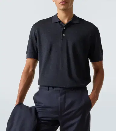 Zegna Cotton and silk polo shirt | Thumbnail 5 Zegna Cotton and silk polo shirt | Thumbnail 5