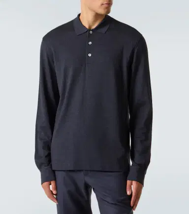 Zegna Cotton and silk polo shirt | Thumbnail 2 Zegna Cotton and silk polo shirt | Thumbnail 2