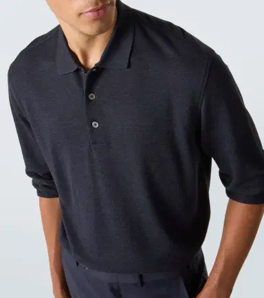 Zegna Cotton and silk polo shirt | Thumbnail 3 Zegna Cotton and silk polo shirt | Thumbnail 3