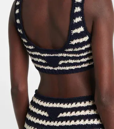 Prada Crochet striped cotton crop top | Thumbnail 3 Prada Crochet striped cotton crop top | Thumbnail 3