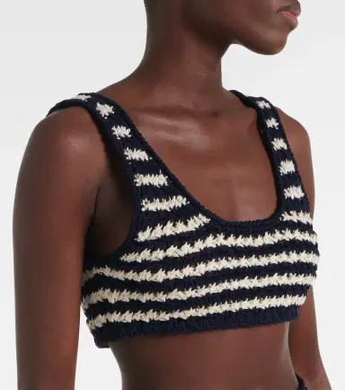 Prada Crochet striped cotton crop top | Thumbnail 4 Prada Crochet striped cotton crop top | Thumbnail 4