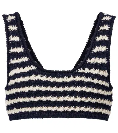 Prada Crochet striped cotton crop top | Thumbnail 1 Prada Crochet striped cotton crop top | Thumbnail 1