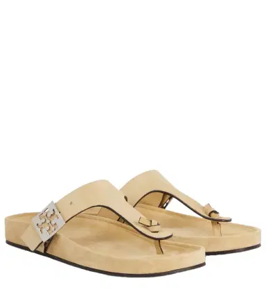 Tory Burch Double T suede thong sandal | Thumbnail 1 Tory Burch Double T suede thong sandal | Thumbnail 1