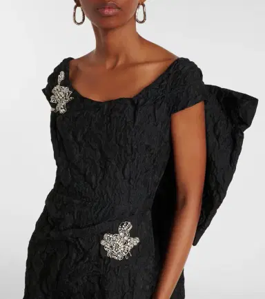 Erdem Embroidered cloque jacquard gown | Thumbnail 3 Erdem Embroidered cloque jacquard gown | Thumbnail 3