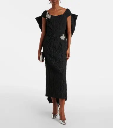Erdem Embroidered cloque jacquard gown | Thumbnail 4 Erdem Embroidered cloque jacquard gown | Thumbnail 4