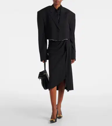 Balenciaga Draped gathered crêpe midi skirt | Thumbnail 2 Balenciaga Draped gathered crêpe midi skirt | Thumbnail 2