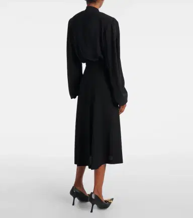 Balenciaga Draped gathered crêpe midi skirt | Thumbnail 3 Balenciaga Draped gathered crêpe midi skirt | Thumbnail 3