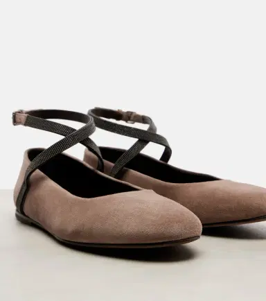 Brunello Cucinelli Monili suede ballerina flats | Thumbnail 2 Brunello Cucinelli Monili suede ballerina flats | Thumbnail 2