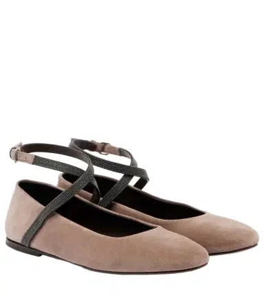 Brunello Cucinelli Monili suede ballerina flats | Thumbnail 1 Brunello Cucinelli Monili suede ballerina flats | Thumbnail 1