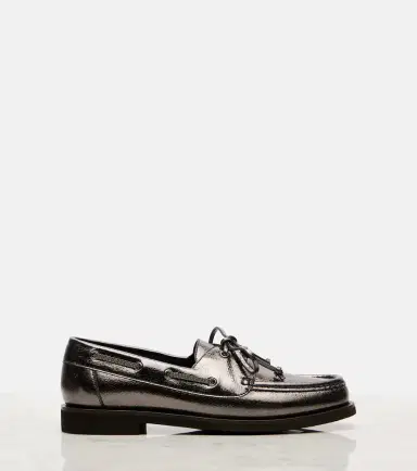 Brunello Cucinelli Monili metallic leather boat shoes | Thumbnail 2 Brunello Cucinelli Monili metallic leather boat shoes | Thumbnail 2