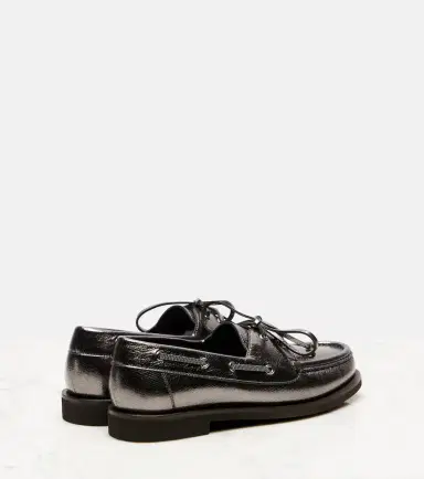 Brunello Cucinelli Monili metallic leather boat shoes | Thumbnail 3 Brunello Cucinelli Monili metallic leather boat shoes | Thumbnail 3