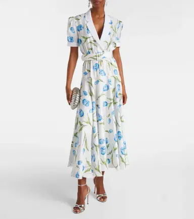 Rodarte Belted floral silk twill midi dress | Thumbnail 2 Rodarte Belted floral silk twill midi dress | Thumbnail 2