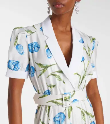 Rodarte Belted floral silk twill midi dress | Thumbnail 4 Rodarte Belted floral silk twill midi dress | Thumbnail 4