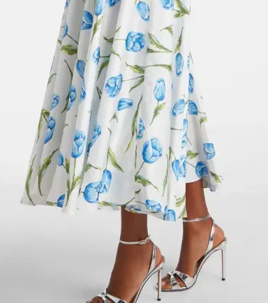 Rodarte Belted floral silk twill midi dress | Thumbnail 5 Rodarte Belted floral silk twill midi dress | Thumbnail 5