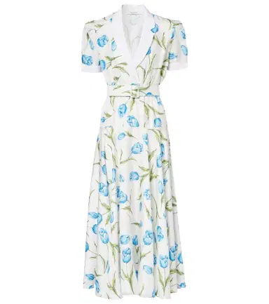 Rodarte Belted floral silk twill midi dress | Thumbnail 1 Rodarte Belted floral silk twill midi dress | Thumbnail 1