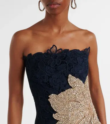 Costarellos Mariela appliqué lace gown | Thumbnail 3 Costarellos Mariela appliqué lace gown | Thumbnail 3