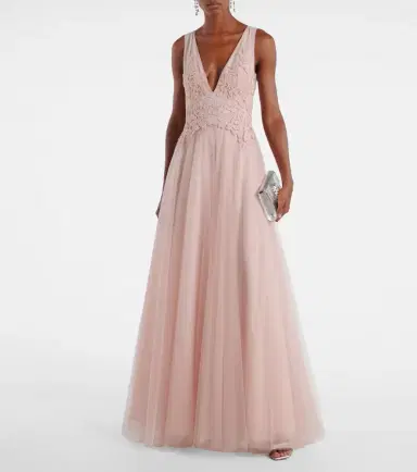 Costarellos Floral-appliqué tulle gown | Thumbnail 2 Costarellos Floral-appliqué tulle gown | Thumbnail 2
