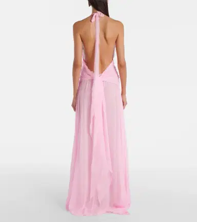BLUMARINE Ruffled silk georgette maxi dress | Thumbnail 3 BLUMARINE Ruffled silk georgette maxi dress | Thumbnail 3