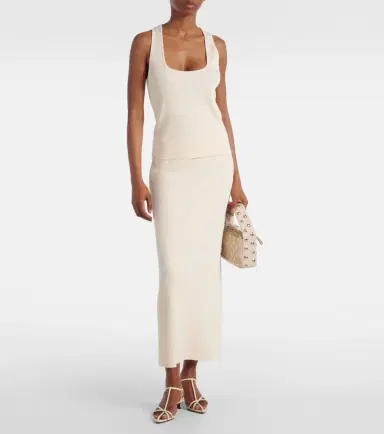 Vince Ribbed-knit cotton-blend midi skirt | Thumbnail 5 Vince Ribbed-knit cotton-blend midi skirt | Thumbnail 5