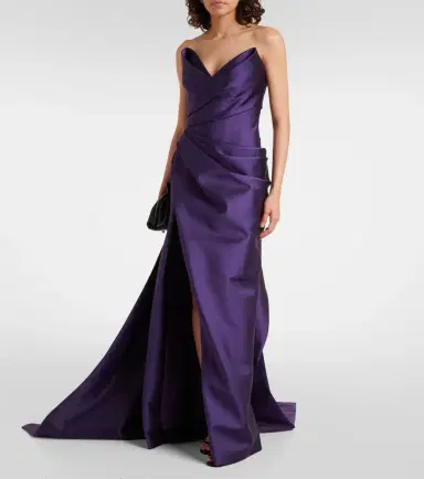 Monique Lhuillier Draped strapless mikado gown | Thumbnail 4 Monique Lhuillier Draped strapless mikado gown | Thumbnail 4