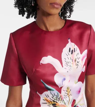 Leo Lin Caroline floral satin midi dress | Thumbnail 4 Leo Lin Caroline floral satin midi dress | Thumbnail 4