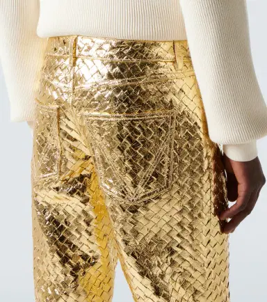 Bottega Veneta Intrecciato metallic leather straight pants | Thumbnail 2 Bottega Veneta Intrecciato metallic leather straight pants | Thumbnail 2