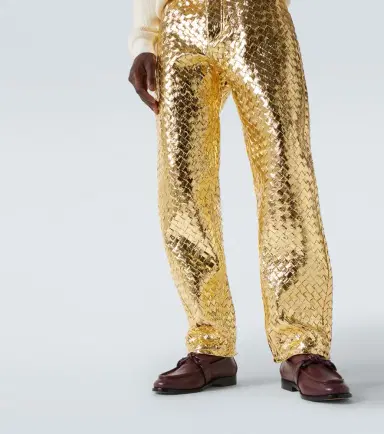 Bottega Veneta Intrecciato metallic leather straight pants | Thumbnail 4 Bottega Veneta Intrecciato metallic leather straight pants | Thumbnail 4