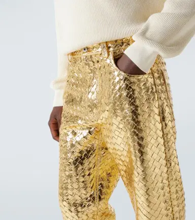 Bottega Veneta Intrecciato metallic leather straight pants | Thumbnail 5 Bottega Veneta Intrecciato metallic leather straight pants | Thumbnail 5