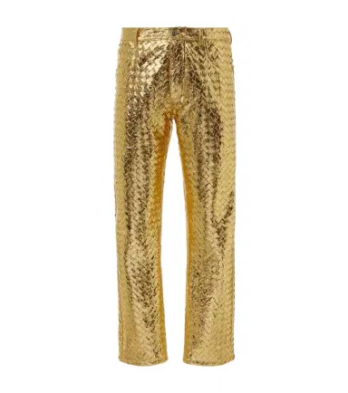 Bottega Veneta Intrecciato metallic leather straight pants | Thumbnail 1 Bottega Veneta Intrecciato metallic leather straight pants | Thumbnail 1