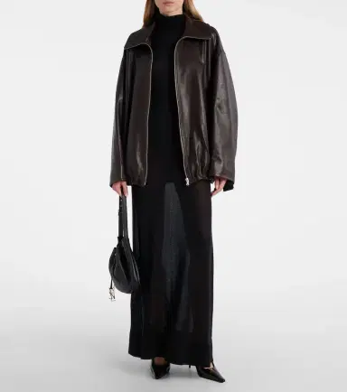 Nour Hammour Elisse leather bomber jacket | Thumbnail 2 Nour Hammour Elisse leather bomber jacket | Thumbnail 2