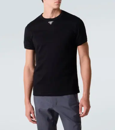 Prada Triangle cotton jersey T-shirt | Thumbnail 3 Prada Triangle cotton jersey T-shirt | Thumbnail 3