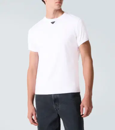 Prada Triangle cotton jersey T-shirt | Thumbnail 4 Prada Triangle cotton jersey T-shirt | Thumbnail 4
