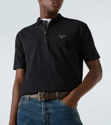 Prada Re-Nylon-trimmed cotton piqué polo shirt | Thumbnail 3 Prada Re-Nylon-trimmed cotton piqué polo shirt | Thumbnail 3
