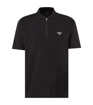 Prada Re-Nylon-trimmed cotton piqué polo shirt | Thumbnail 1 Prada Re-Nylon-trimmed cotton piqué polo shirt | Thumbnail 1