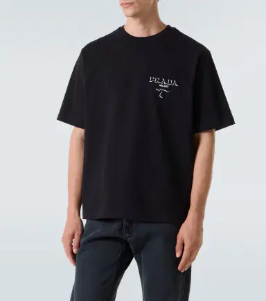 Prada Logo cotton jersey T-shirt | Thumbnail 4 Prada Logo cotton jersey T-shirt | Thumbnail 4