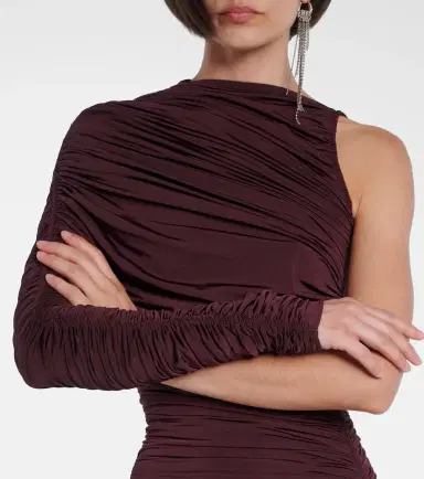 Mugler Ruched one-shoulder midi dress | Thumbnail 2 Mugler Ruched one-shoulder midi dress | Thumbnail 2