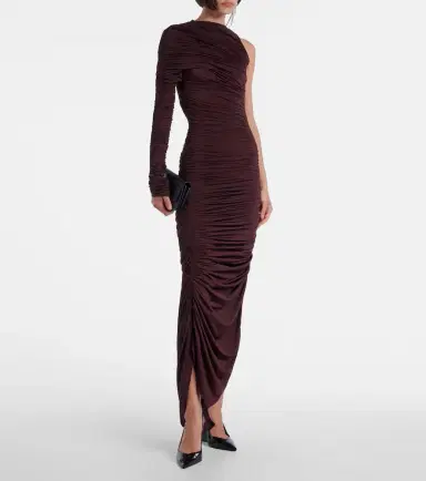 Mugler Ruched one-shoulder midi dress | Thumbnail 3 Mugler Ruched one-shoulder midi dress | Thumbnail 3