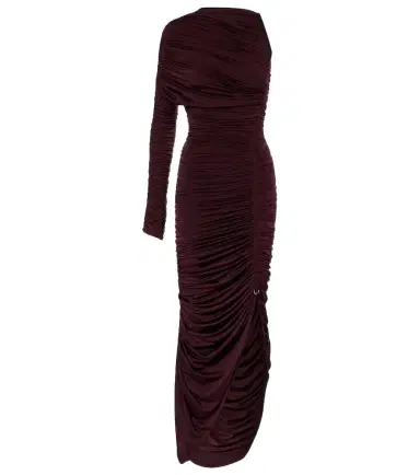 Mugler Ruched one-shoulder midi dress | Thumbnail 1 Mugler Ruched one-shoulder midi dress | Thumbnail 1