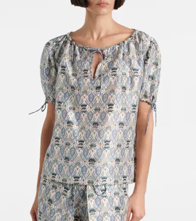 Loro Piana Rose printed puff-sleeve silk top | Thumbnail 3 Loro Piana Rose printed puff-sleeve silk top | Thumbnail 3