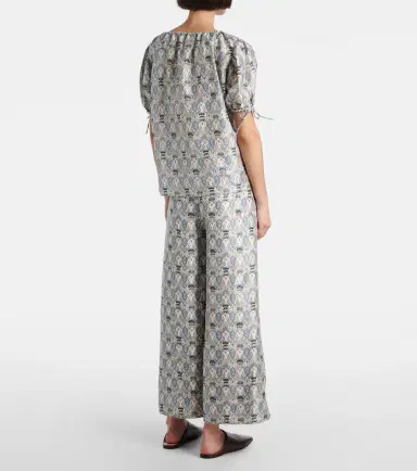 Loro Piana Rose printed puff-sleeve silk top | Thumbnail 5 Loro Piana Rose printed puff-sleeve silk top | Thumbnail 5