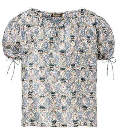 Loro Piana Rose printed puff-sleeve silk top | Thumbnail 1 Loro Piana Rose printed puff-sleeve silk top | Thumbnail 1
