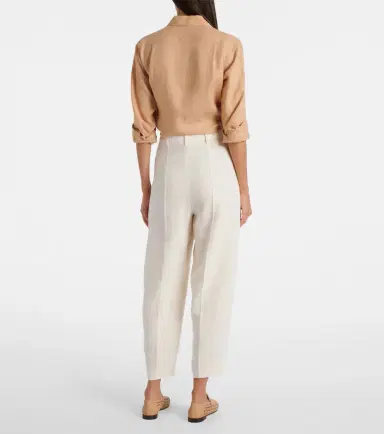 Loro Piana Bob linen crêpe tapered pants | Thumbnail 3 Loro Piana Bob linen crêpe tapered pants | Thumbnail 3