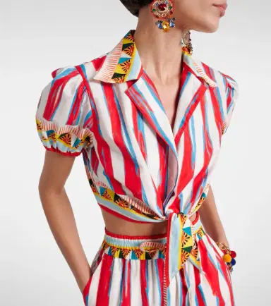 Dolce & Gabbana Cropped striped cotton shirt | Thumbnail 4 Dolce & Gabbana Cropped striped cotton shirt | Thumbnail 4