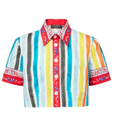 Dolce & Gabbana Striped cropped cotton top | Thumbnail 1 Dolce & Gabbana Striped cropped cotton top | Thumbnail 1