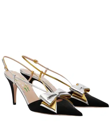 Valentino Garavani Bowow 85 moiré slingback pumps | Thumbnail 1 Valentino Garavani Bowow 85 moiré slingback pumps | Thumbnail 1